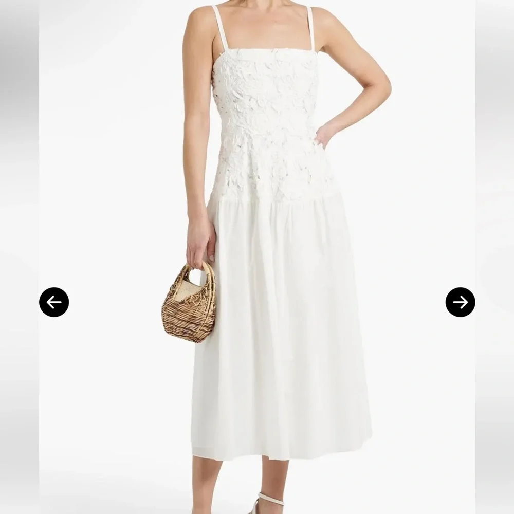 SIMKHAI WHITE Floral Embroidered Strap Maxi Dress - Picture 3 of 10